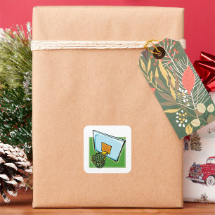 Pegatina Cuadrada Hoop de baloncesto