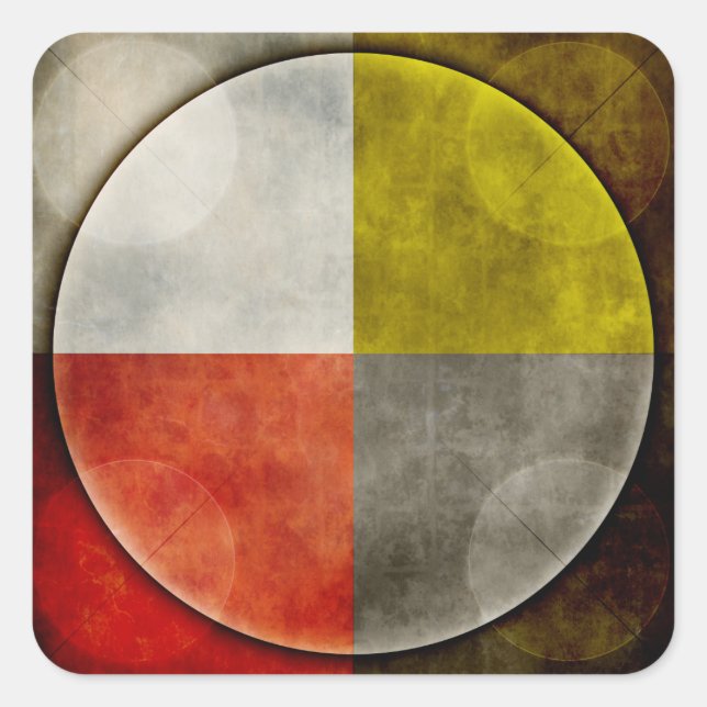 Pegatina Cuadrada Hoop sagrado nativo americano (Anverso)