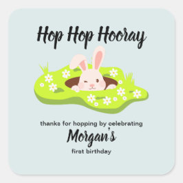 Pegatina Cuadrada Hop Hop Hooray Algunos Conejo Conejo Agujero Prime