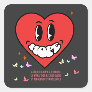 Pegatina Cuadrada Hope Heart Mensaje positivo Autoamor