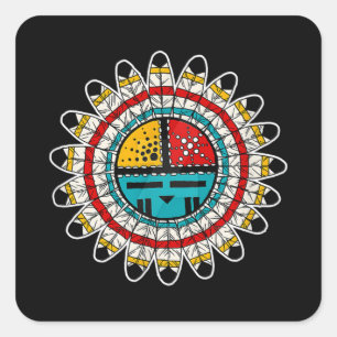 Pegatina Cuadrada Hopi Kachina nativo americano