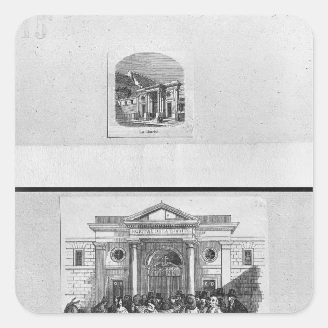 Pegatina Cuadrada Hopital de la Charite (Anverso)