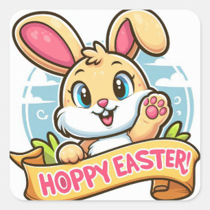 Pegatina Cuadrada Hoppy Easter