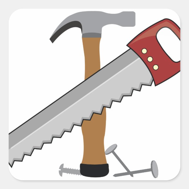 Pegatina Cuadrada Hora de la herramienta (Anverso)