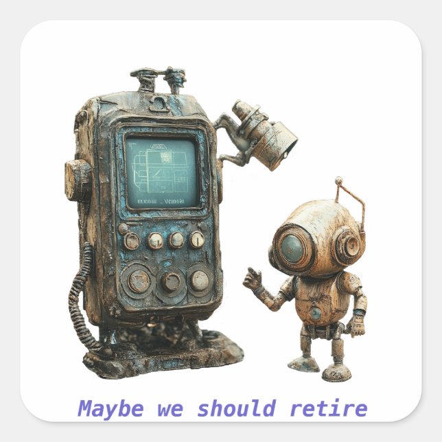 Pegatina Cuadrada Hora de retirarse (Anverso)