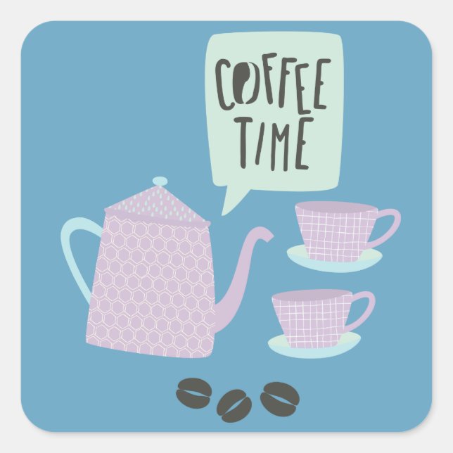 Pegatina Cuadrada Hora del Café (Anverso)