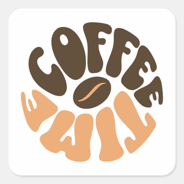 Pegatina Cuadrada Hora del Café - Infusión Matutina (Anverso)
