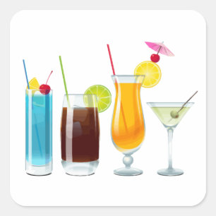 Pegatina Cuadrada Hora feliz