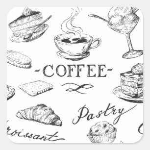 Pegatina Cuadrada Hora para el café