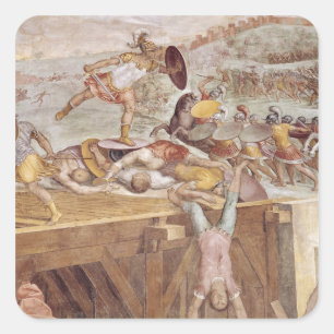 Pegatina Cuadrada Horatius Cocles en el puente subliciano