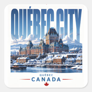 Pegatina Cuadrada 🏰 Horizonte moderno de la ciudad de Quebec 🏰