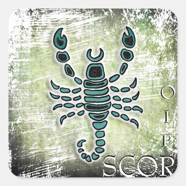 Pegatina Cuadrada Horoscopio Rótulo Escorpio (Anverso)