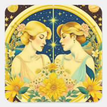 Horoscopio Rótulo Gemini Twins Arte etéreo