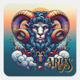 Pegatina Cuadrada Horóscopo Rótulo Aries | Ran místico