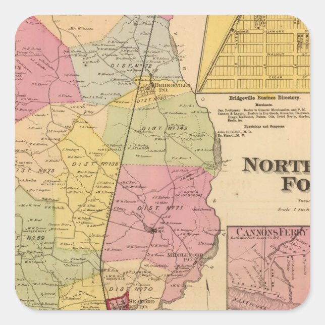 Pegatina Cuadrada Horquilla noroeste (Anverso)