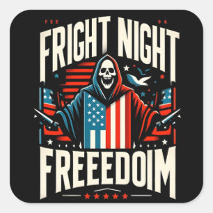 Pegatina Cuadrada Horror de la noche de la libertad: diseño estadoun