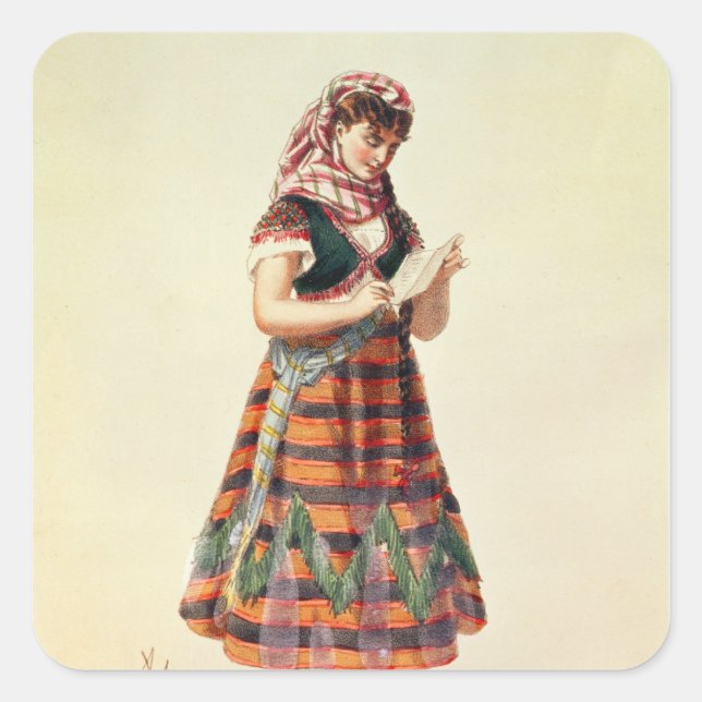 Pegatina Cuadrada Hortense Schneider (Anverso)