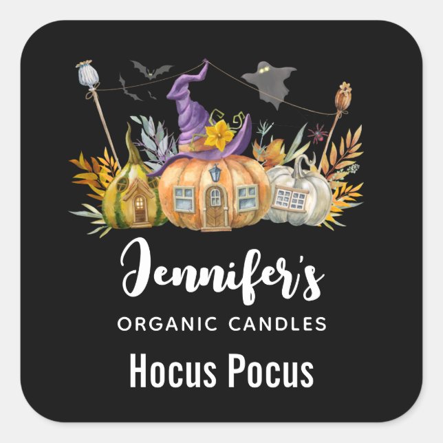 Pegatina Cuadrada Hospedada casa de calabaza con negocio de vándalos (Anverso)