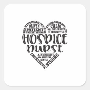 Pegatina Cuadrada Hospicio, enfermera de hospicio, rn cna