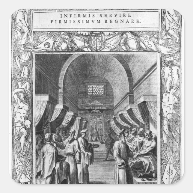 Pegatina Cuadrada Hospitalarios de la Orden de San Juan (Anverso)