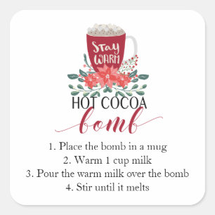 Pegatina Cuadrada Hot Cocoa Bomba Bomba navidad Indignación