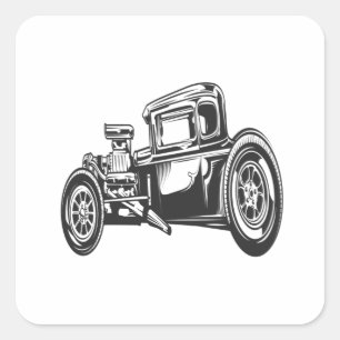Pegatina Cuadrada Hot Rod
