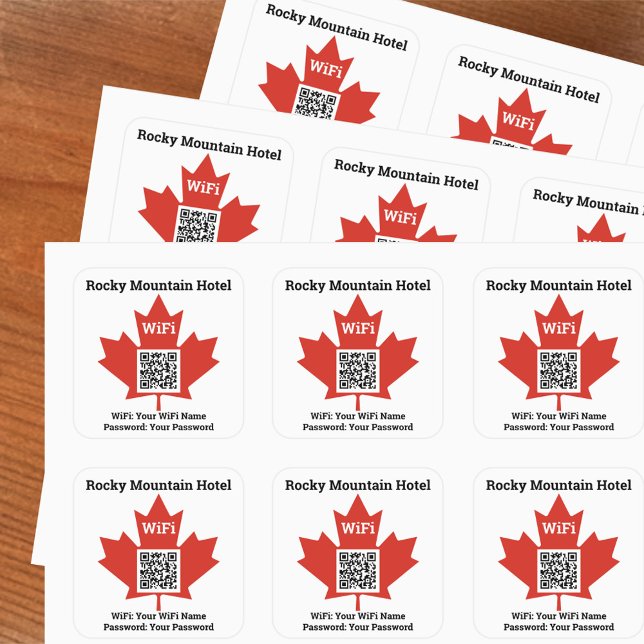 Pegatina Cuadrada Hotel canadiense con detalles Wifi más código QR (Subido por el creador)