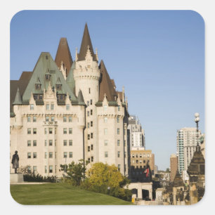 Pegatina Cuadrada Hotel Chateau Laurier en Ottawa, Ontario, Canadá 2