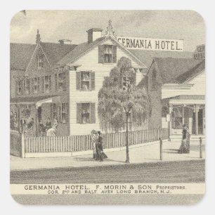 Pegatina Cuadrada Hotel Germania, Long Branch y Hughes Brothers