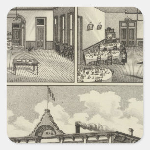 Pegatina Cuadrada Hotel Hicks, Stockton, Kansas