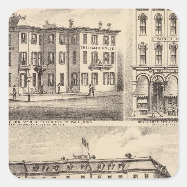 Pegatina Cuadrada Hotel Park Place, Greenman House, Minnesota (Anverso)