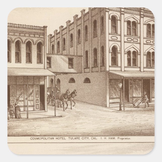 Pegatina Cuadrada Hotel, viñedo, Tulare (Anverso)