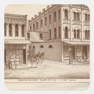 Pegatina Cuadrada Hotel, viñedo, Tulare