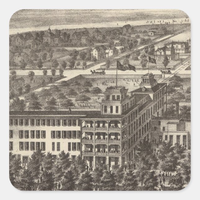 Pegatina Cuadrada Hoteles en Estados Unidos, Atlantic City, NJ (Anverso)