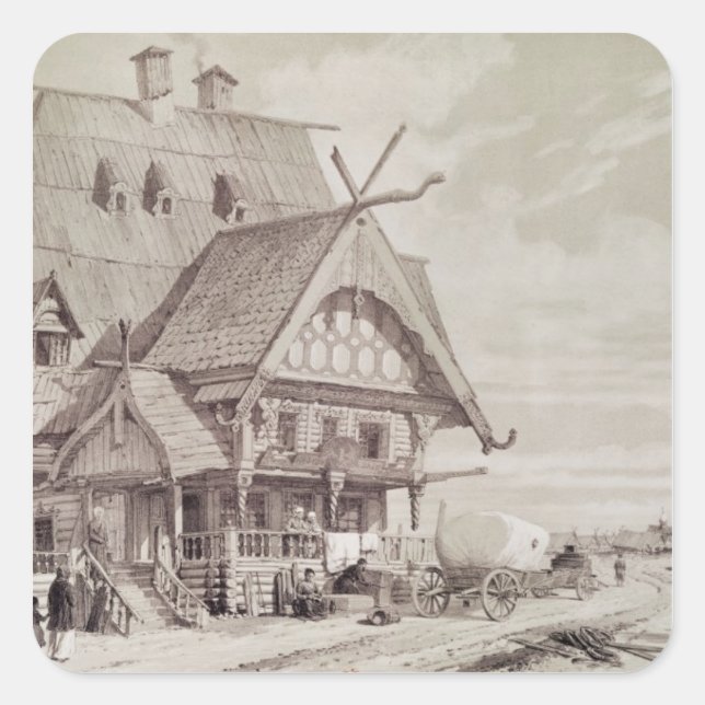 Pegatina Cuadrada Hoteles y Casas de Huéspedes (Anverso)