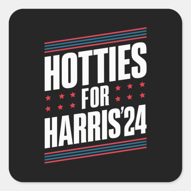 Pegatina Cuadrada Hotties For Kamala Harris 2024 (Anverso)