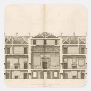 Pegatina Cuadrada Houghton Pasillo: sección del frente del oeste,