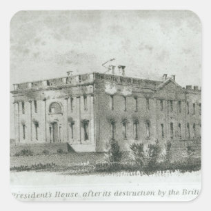 Pegatina Cuadrada House After del presidente su destrucción