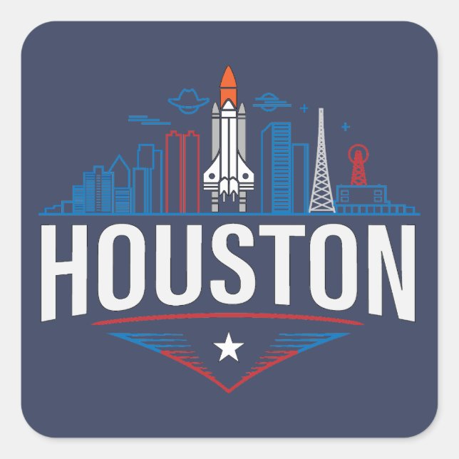 Pegatina Cuadrada Houston Texas United States of America (Anverso)