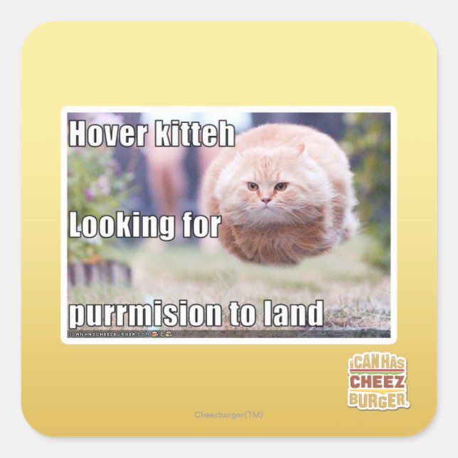 Pegatina Cuadrada Hover kitteh (Anverso)