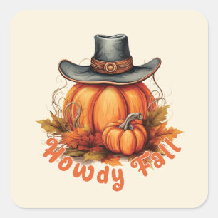 Pegatina Cuadrada Howdy Fall