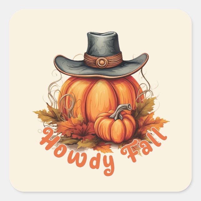 Pegatina Cuadrada Howdy Fall (Anverso)