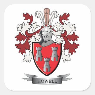 Pegatina Cuadrada Howell Family Crest Coat of Arms
