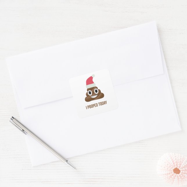Pegatina Cuadrada Hoy He Popopedo A Funny Brown Emoji Navidades Gorr (Sobre)