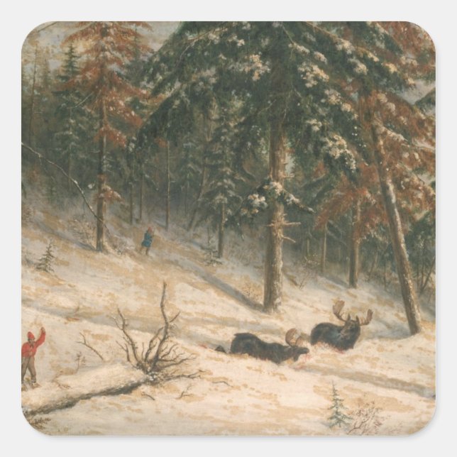 Pegatina Cuadrada Hoyo de caza (Anverso)