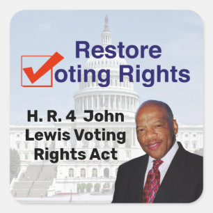 Pegatina Cuadrada HR4 Ley de derechos de voto de John Lewis