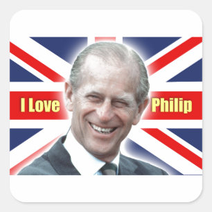 Pegatina Cuadrada HRH Duke de Einburgh - Amo a Philip
