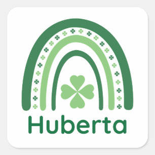 Pegatina Cuadrada Huberta Nombre Clover Boho Rainbow