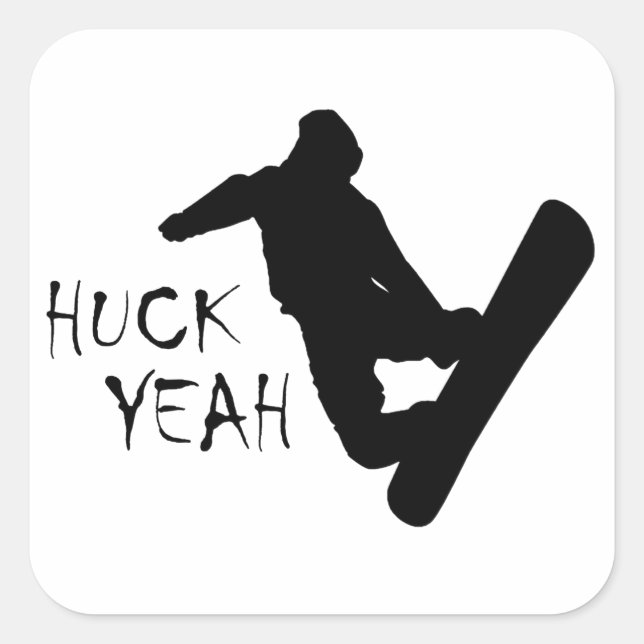 Pegatina Cuadrada Huck Yeah (Snowboarding) (Anverso)