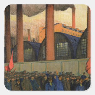 Pegatina Cuadrada Huelga